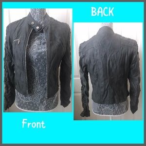 Gray faux leather cropped jacket